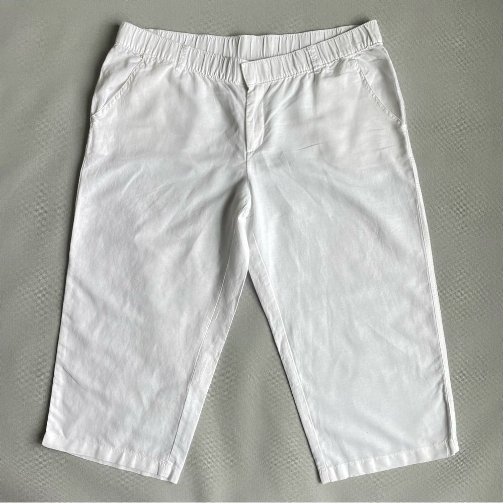 Liz Claiborne White Linen Blend Lightweight Cropped Pants Women’s Size XL